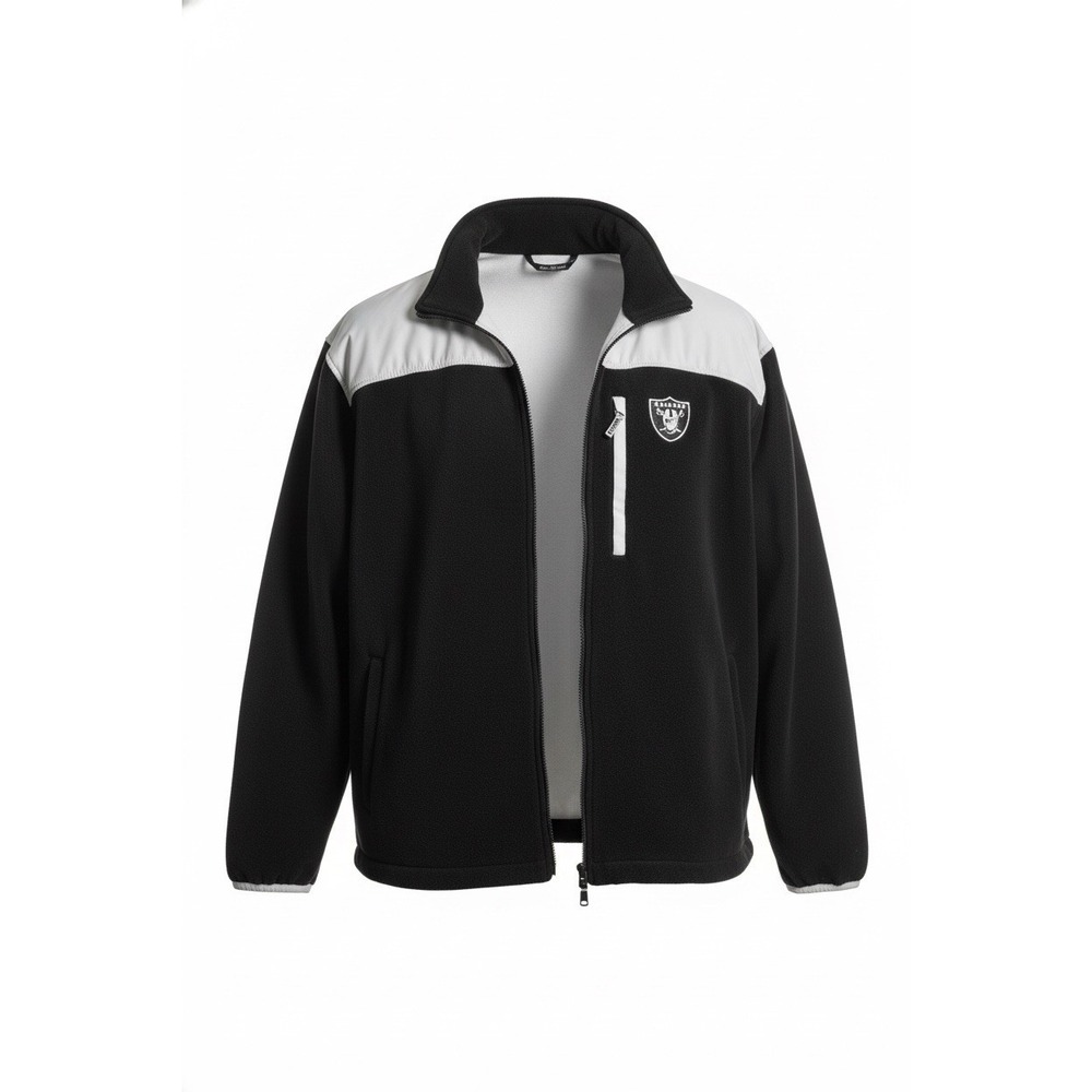 NFL Raiders Team Apparel Fleece Jacket Black‎ Gray Full Zip Unisex Size L